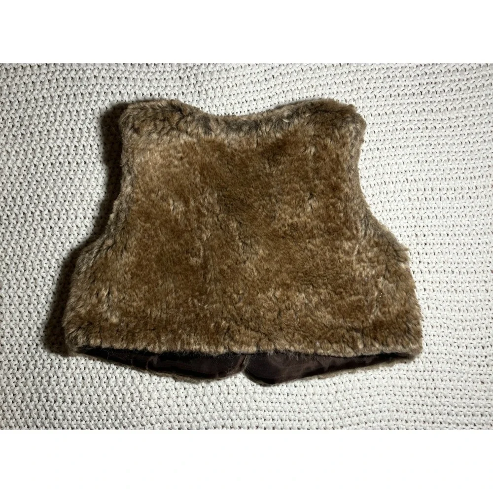 Old Navy Toddler Girls‎ Size 6-12 Months Faux-Fur Cropped Vest Brown Cozy Winter